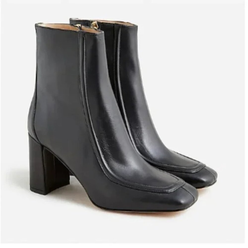 J.Crew Square-Toed Ankle Boots in Italian Leather Size 12